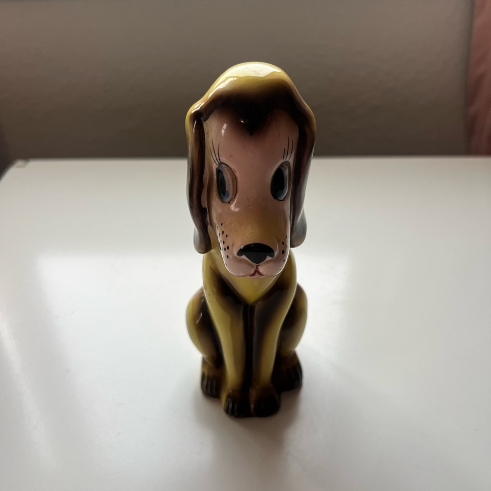 Vintage Kitsch Droopy Eyed Yellow Dog Figurine 6”